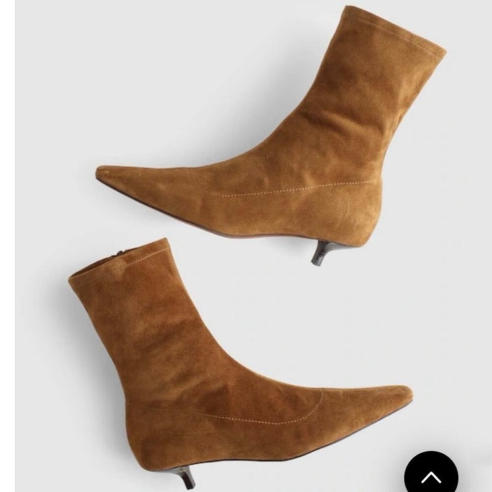 MADEWELL The Ciel Glove Ankle Boot in Warm Chestnut Suede Size 8 - Picture 2 of 10